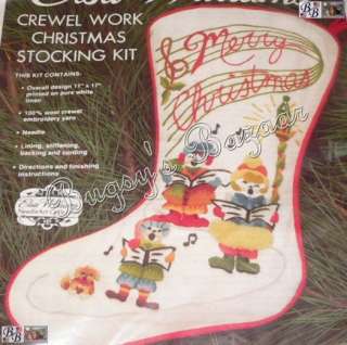 Elsa Williams CHRISTMAS CAROLERS Crewel Stocking Kit  