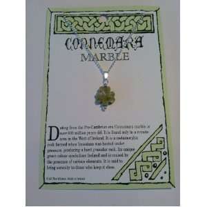   Irish Connemara Marble Shamrock Pendant Necklace   Made in Ireland