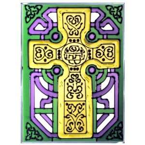  Celtic CROSS Irish WINDOW 10 x 14 GREEN Suncatcher