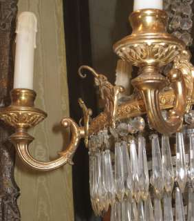 Antique Louis XVI Style Cascading Crystal Chandelier  