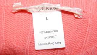 CREW PINK CASHMERE SHORT SLEEVE CAB LE KNIT SWEATER L  
