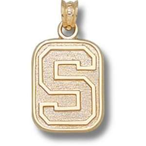 Michigan State Spartans Oval Block S Pendant   14KT Gold Jewelry 