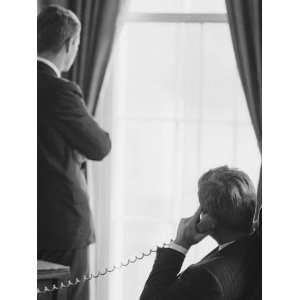 John F. Kennedy on Telephone While Brother, Attorney General Robert F 