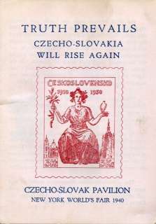 1940 WORLDs FAIR CZECHO SLOVAK PAVILION CZECH SHEET  