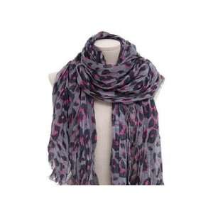  Charmed by Stacy Designer Leopard Print Scarf   Grey/Hot 