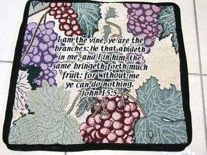 AM THE VINE TAPESTRY FABRIC PILLOW COVER 17X17 JOHN 15:5  