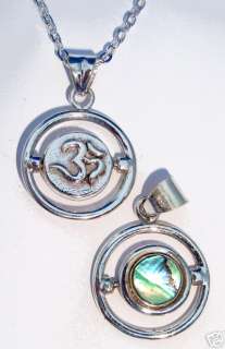 Silver Flips Om & Abalone Chakra Yoga Pendant Jewelry  