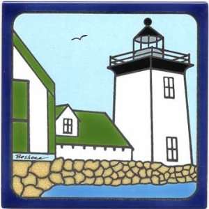  GRINDLE POINT LIGHTHOUSE TILE, LIGHTHOUSE WALL PLAQUE 