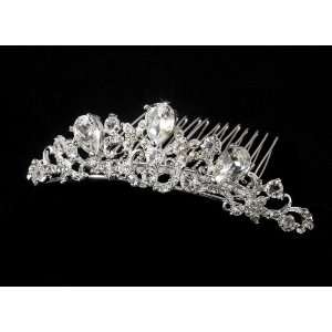  Romantic Silver Rhinestone Tiara Bridal Hair Comb Jewelry
