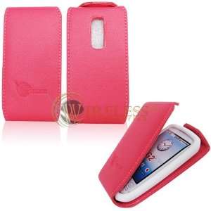 High Quality Hot Pink Leather Pouch Cover with White Silicone Skin 