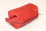 COACH VINTAGE LEATHER RED TOP ZIP DOMED COSMETIC CASE CLUTCH BAG 
