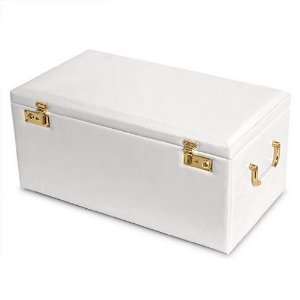   Soft White Leather Jewelry Box With Jewelry Roll: Home & Kitchen