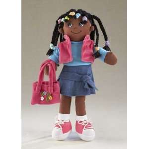  Black Soft Cloth Doll with Braids, Removable Clothing, 14 
