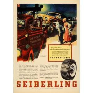  1953 Ad Seiberling Rubber Tires James Bingham Tow Art 