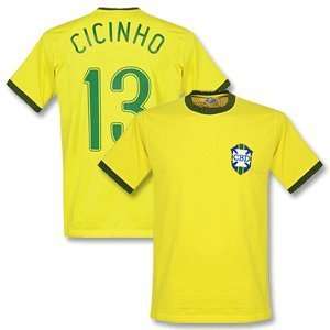   Brazil Home Retro Shirt + Cicinho 13 (02 03 Style): Sports & Outdoors