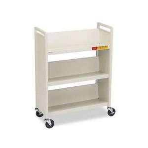   Single Sided Steel Book Cart with Three Slant Shelves