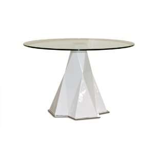   47 White Round Glass Top Dining Table By Diamond Sofa: Home & Kitchen