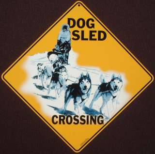 DOG SLED CROSSING Sign print picture dogs decor husky  