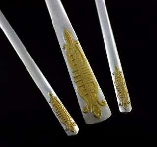 Vintage Korean Asian Chopstick Spoon Set 800 Silver Gold Enamel AG 800 