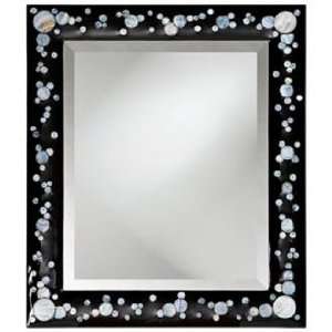  Black Lacquer Finish Faux Mother of Pearl Wall Mirror 