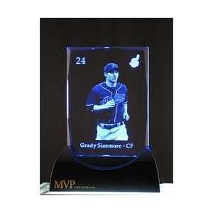   Indians Grady Sizemore Crystal Card with Light Base