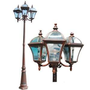  ETOPLIGHTING ANTIQUE COPPER FINISHED 3 LIGHTS OUTDOOR POST 