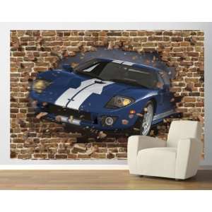 Blue Ford GT Through the Wall Pre Pasted Mural 