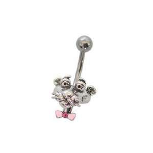   silver and enamel design, Pink Panther Belly Button  PTU06 Jewelry