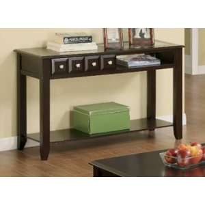  Classic Black Finish Solid Wood Console Table with Drawer 