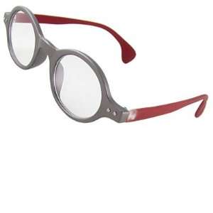   Rubberized Arms Gray Full Rim Clear Lens Glasses