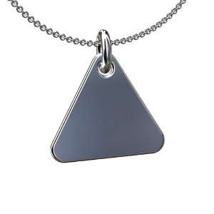  Solid 14K White Gold Engraveable Triangle Disc Pendant P 
