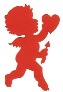 1950s Dennison Valentine Cupid Cut Out Silhouette Red  