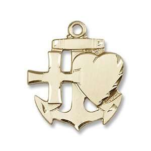  14K Gold Faith, Hope & Charity Medal Jewelry