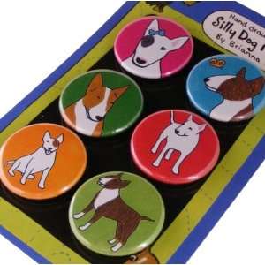  Bull Terrier Silly Dog Magnet Set of 6: Office Products