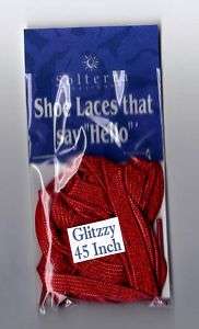 Glitzzy Shinny Rubby Red   Shoe Laces Flat 45  