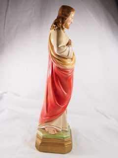   30s Jesus Statue Plaster Chalkware Figure Religious Sacred Heart 13.5