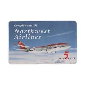 Collectible Phone Card 5m Compliments of Northwest Airlines Shows 