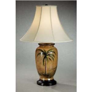 Palm Tree Hand painted Porcelain Table Lamp 