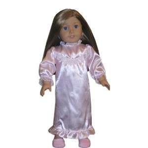 Satin Pink Nightgown and Furry Slippers Fits 18 Doll 