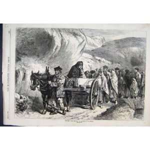   1870 Ireland Funeral Connemara Horse Families Sketch