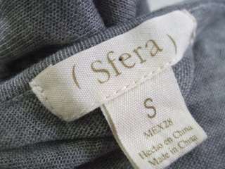 SFERA Gray Ruffle Long Sleeve V Neck Sweater Top Sz S  