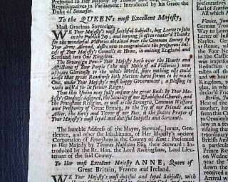 QUEEN ANNE England & Scotland Unite 1707 Old Newspaper  