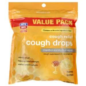  Rite Aid Cough Drops, Cough Relief, Honey Lemon, Value 
