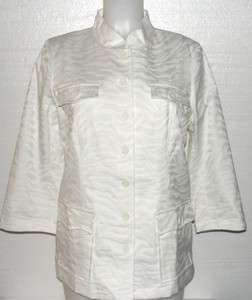NEW Louis DellOlio Zebra Jacquard Button Front Jacket WHITE  