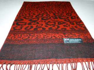New 100% Cashmere Scarf Red Black Scotland Wool Check Plaid Leopard 