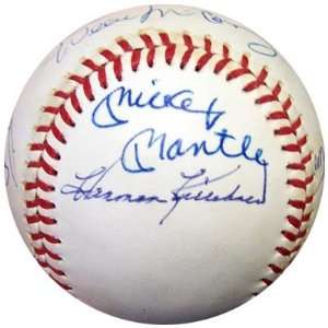 500 HR Club Autographed NL Baseball (9 Signatures) Mantle Aaron JSA 