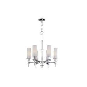 Credence 6 Light Chrome and Frosted Glass Chandelier 