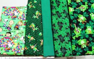   PEANUTS EASTER ST. PATRICKS DAY COTTON FABRIC REMNANT BUNDLE  