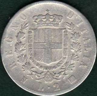 Opportunity ITALY 2 LIRA 1863 Silver Coin  