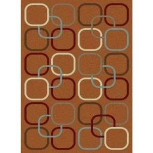  Zana Squares Rust Contemporary Rectangular Rug Size 53 